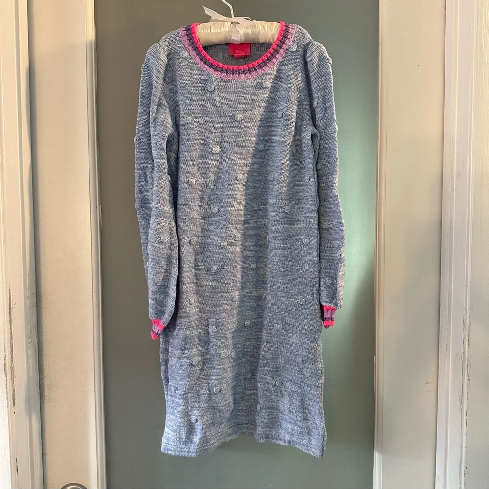 Lilly Pulitzer Mini Verna Blue knit sweater dress NWT Girls L 8/10